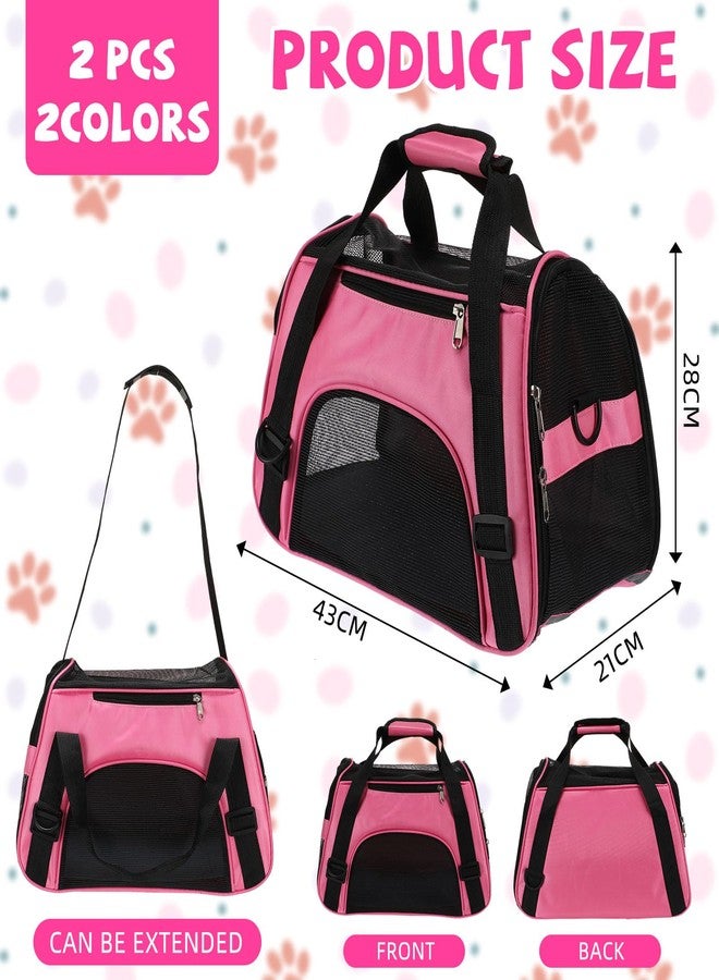 Clysee 2 Pcs Pet Carrier, Soft Sided Pet Travel Carrier for Cats, Airline Approved Kitty Portable Dog Bags for Traveling Little Dogs, Rabbits, Puppy, Cat(S,Pink, Purple) - Image 2